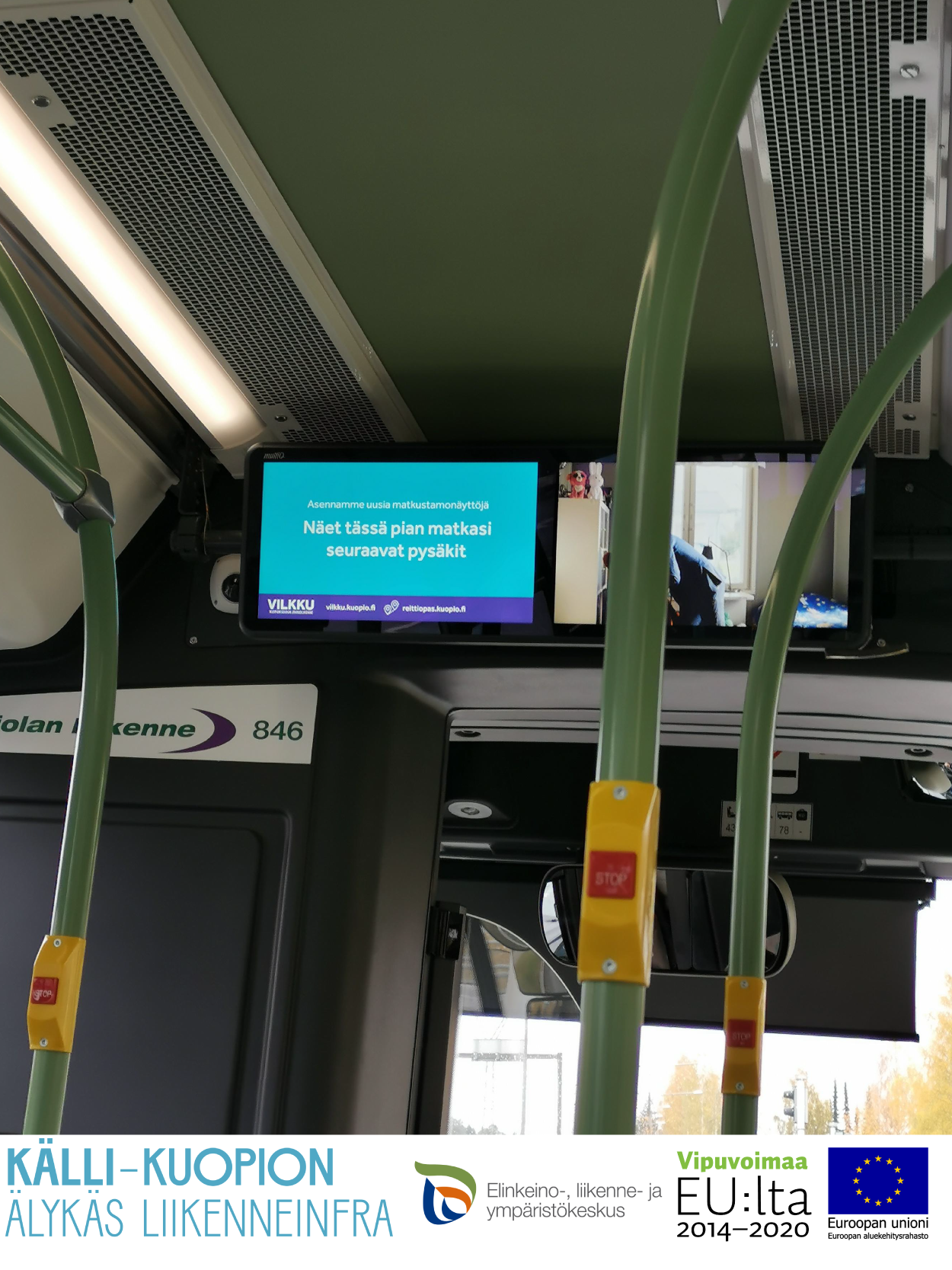 Kuvassa bussiin asennettu informaationäyttö