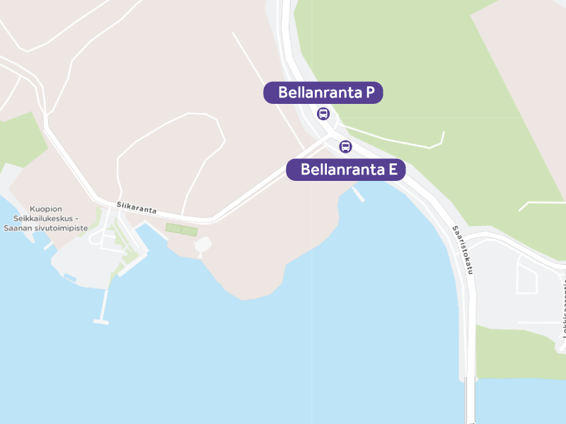 Kuvassa Bellanranta pysäkkien sijainti kartalla
