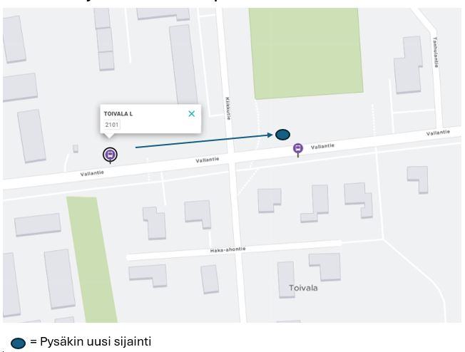 Toivalan pysäkin siirto