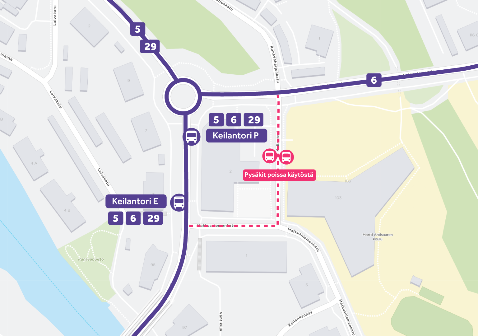 Keilantorin pysäkkisiirrot 2025