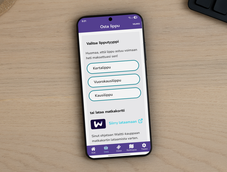 Kuvassa puhelin ja Vilkku-sovellus