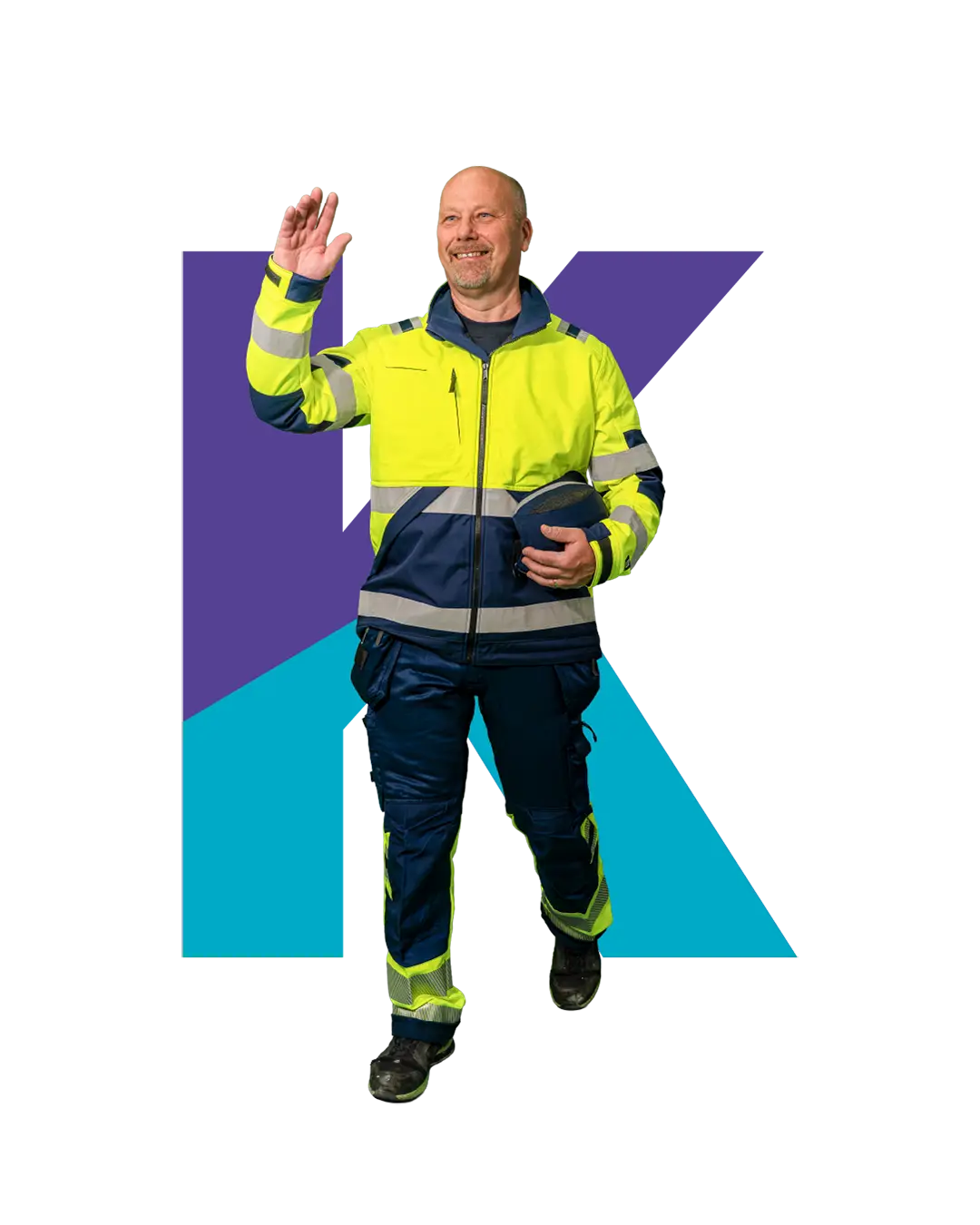 Kuvassa mies työvaatteissa